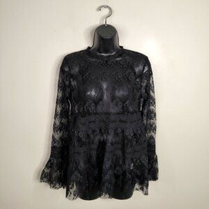 Onetheland Y2K Whismigoth Renaissance Victorian Dark Fairy Lace Mesh Witch Top S